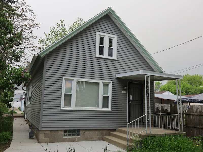 Exterior of completed gray home project