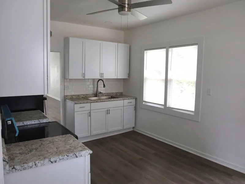 Clean remodeled white kitchen
